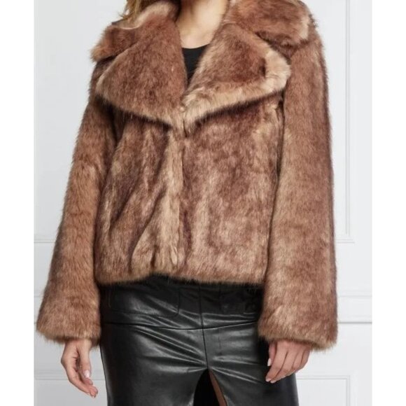 Marciano Guess Gwenda Faux Fur Jacket in Brown - Picture 2 of 4